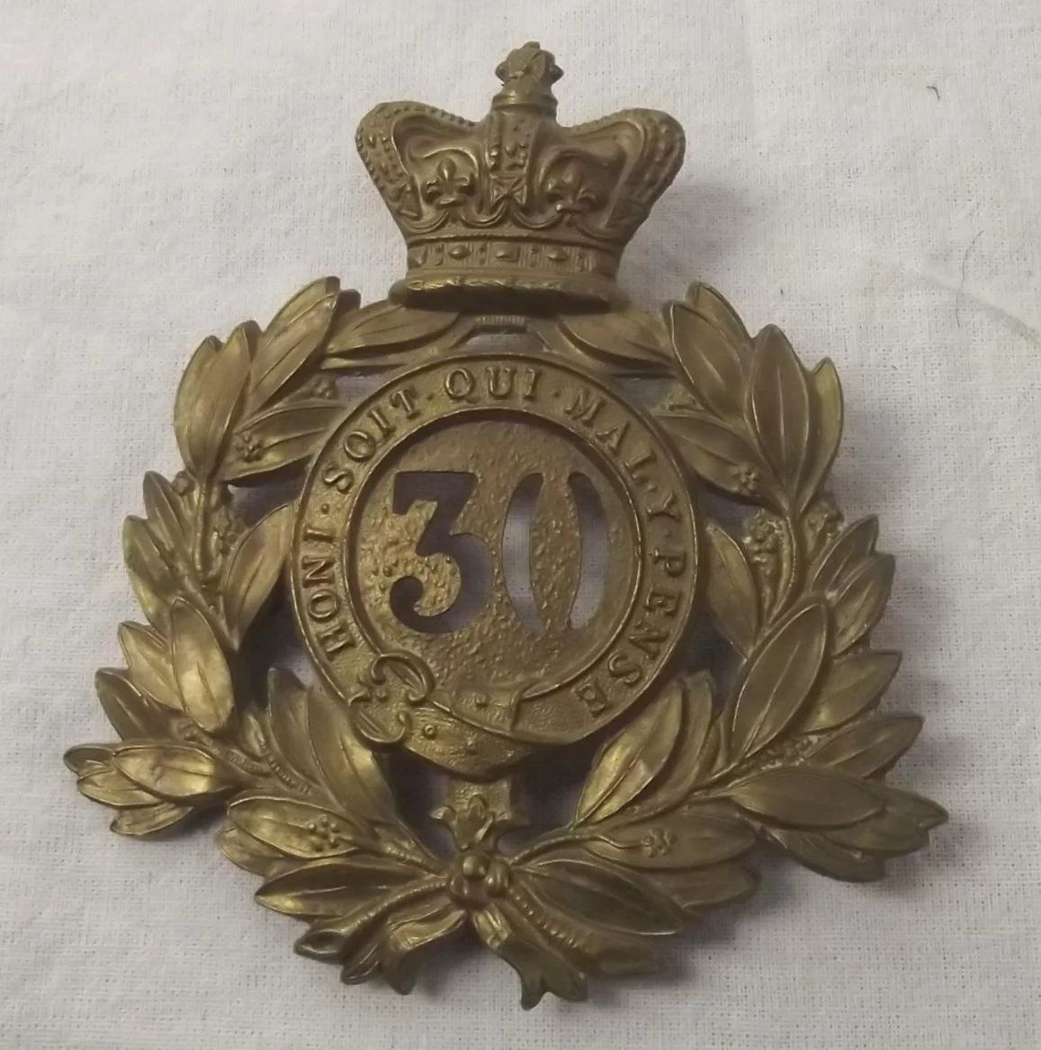 Victorian 30th Cambridgeshire Regiment Foreign Service Helmet Plate