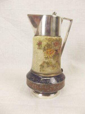 Victorian Aesthetic Floral Jug With Silver Plated Mounts