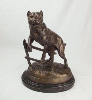 Victorian Bronze Mastiff Dog By Charles Valton