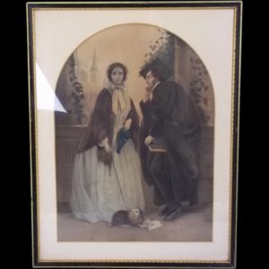 A Victorian Colored Mezzotint Of An Undergraduate And His Love c.1860 #2