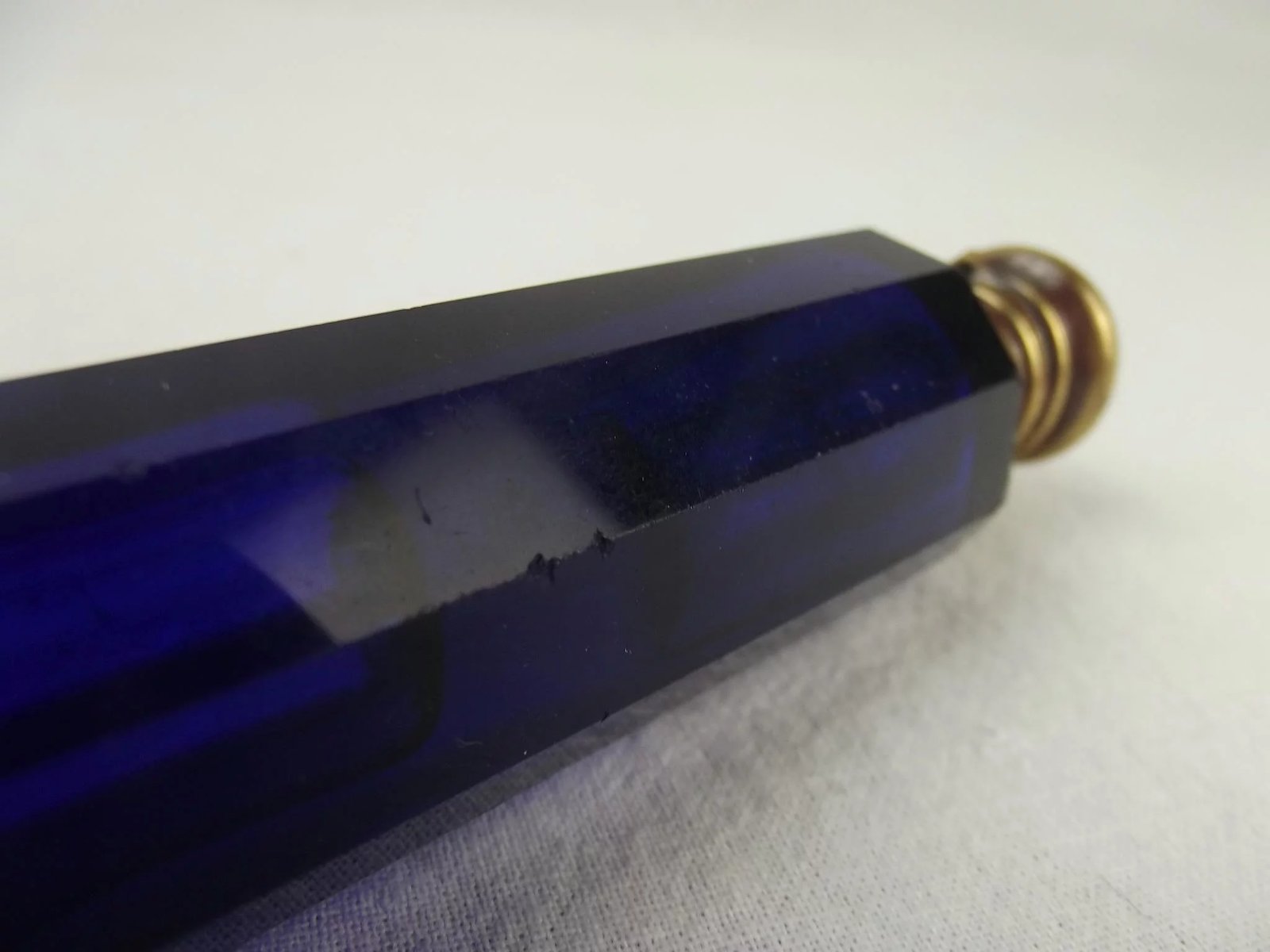 Victorian Double Ended Blue Glass Scent Bottle - Image 7