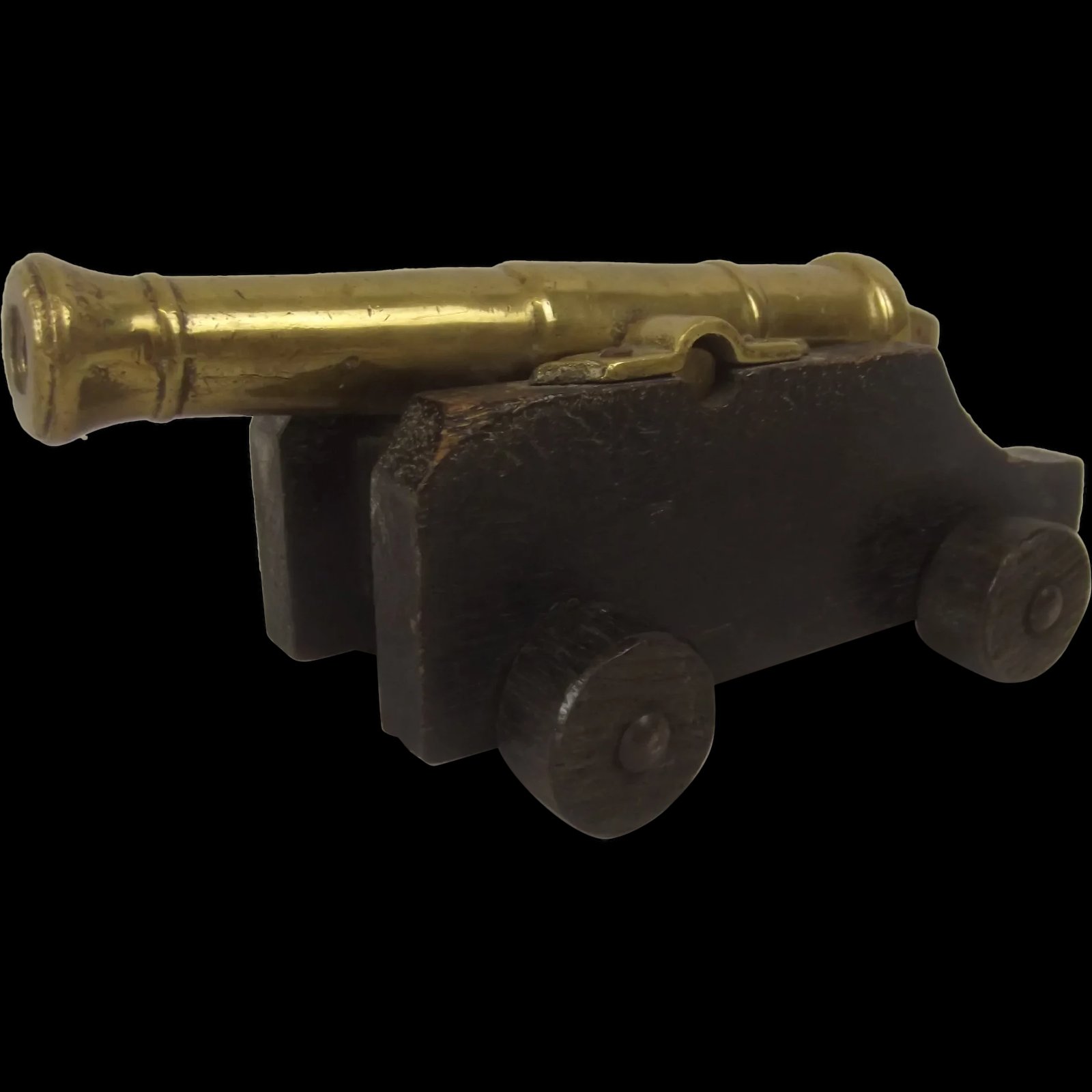 Victorian/Edwardian Bronze Miniature Signalling Cannon On Truck