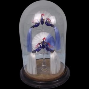 Victorian Hand Made Glass Birds Under a Dome