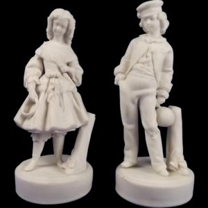 Victorian Pair Of Parian Ceramic Figures Of Children