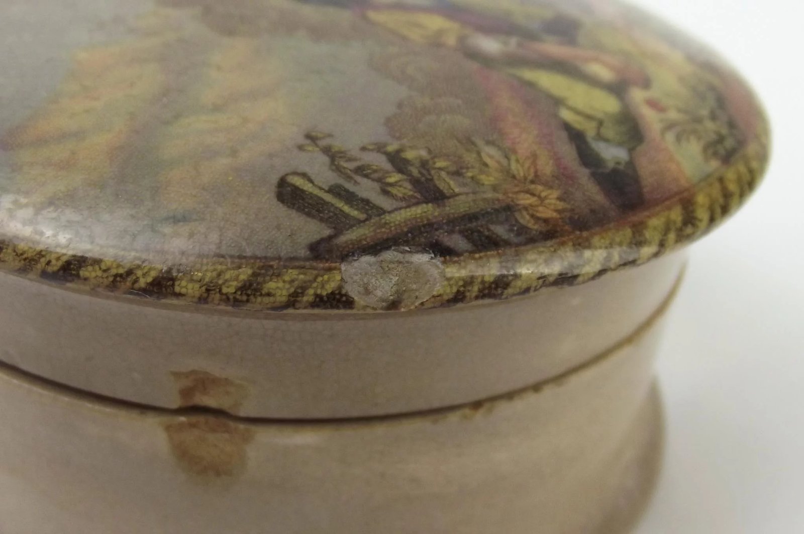 Victorian Prattware Lidded Pot ‘I See You My Boy’ - Image 6