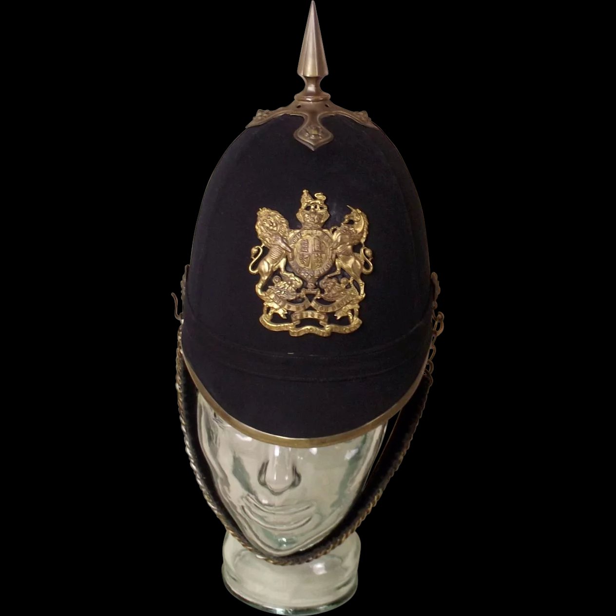 Victorian Royal Engineers Spiked Black Cloth Spikehelmet By Haslett