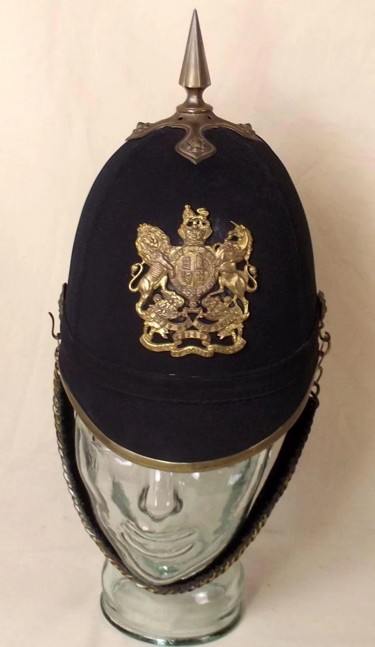Victorian Royal Engineers Spiked Black Cloth Spikehelmet By Haslett - Image 2