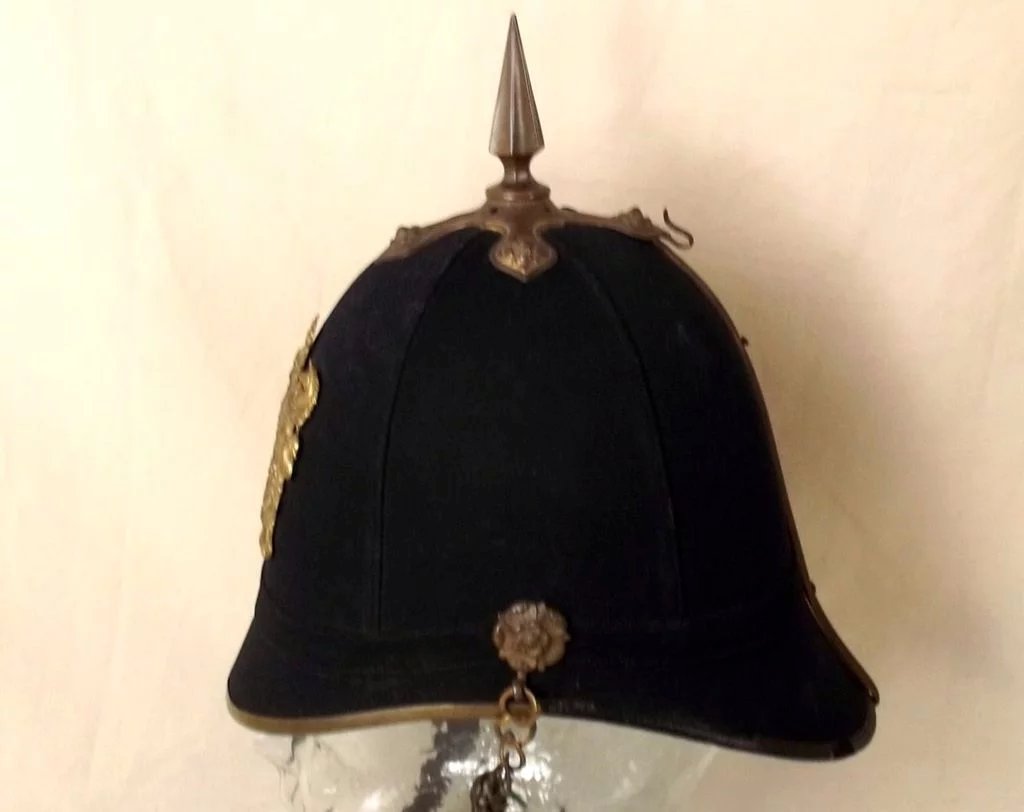 Victorian Royal Engineers Spiked Black Cloth Spikehelmet By Haslett - Image 3