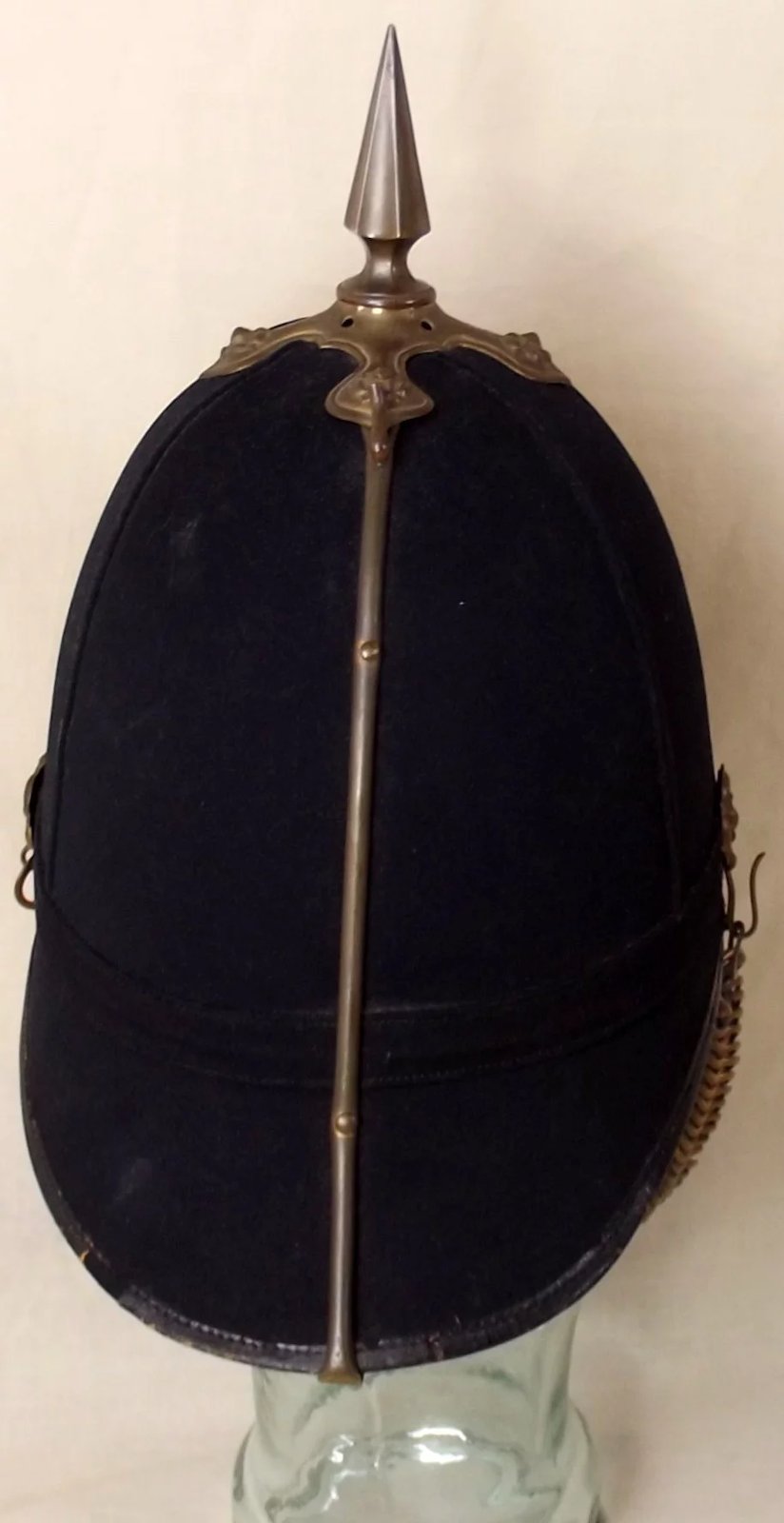 Victorian Royal Engineers Spiked Black Cloth Spikehelmet By Haslett - Image 4