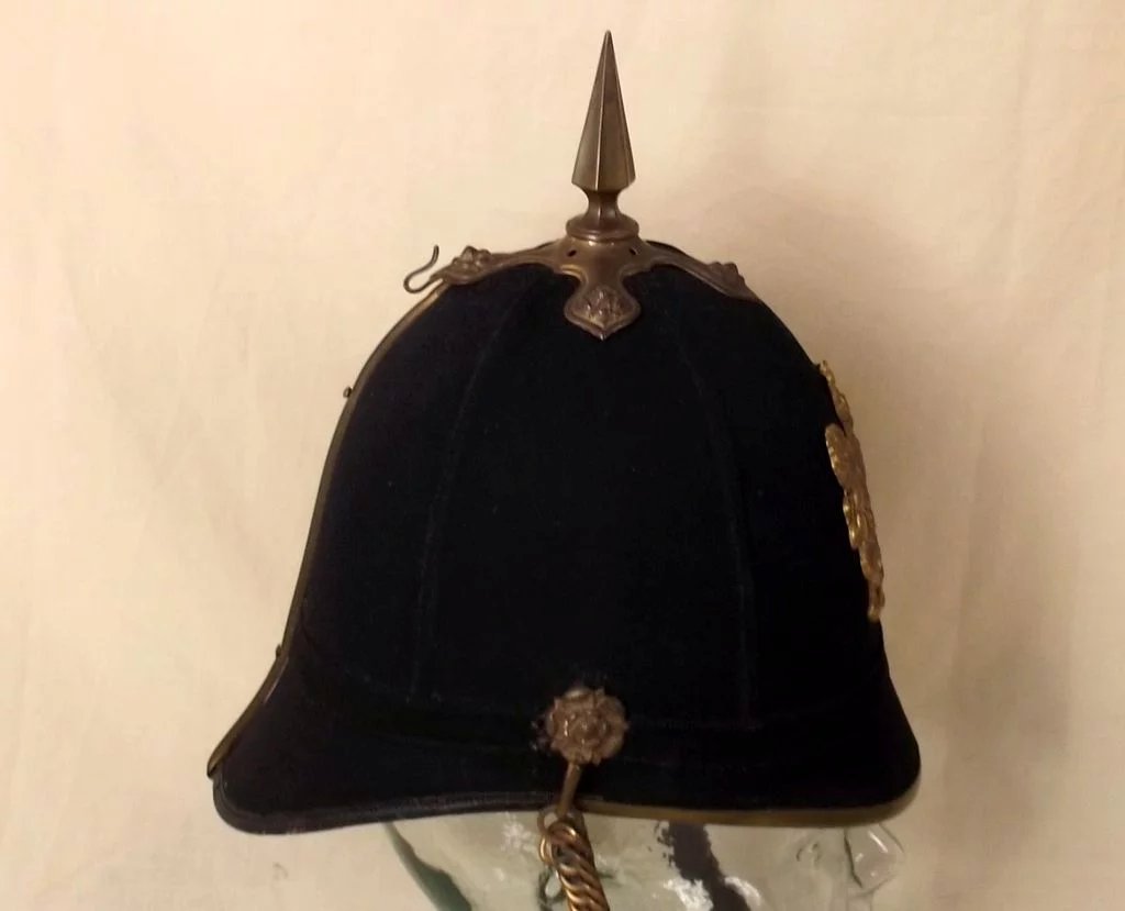 Victorian Royal Engineers Spiked Black Cloth Spikehelmet By Haslett - Image 5