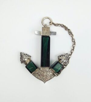 Victorian Silver & Glass Anchor Shaped Scent Bottle c1847
