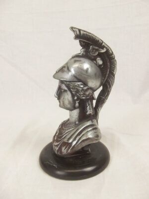 Victorian Silvered Metal Grecian Hoplite Warrior Bust Inkwell
