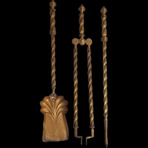 Victorian Three Piece Set of Brass Fire Irons c.1880
