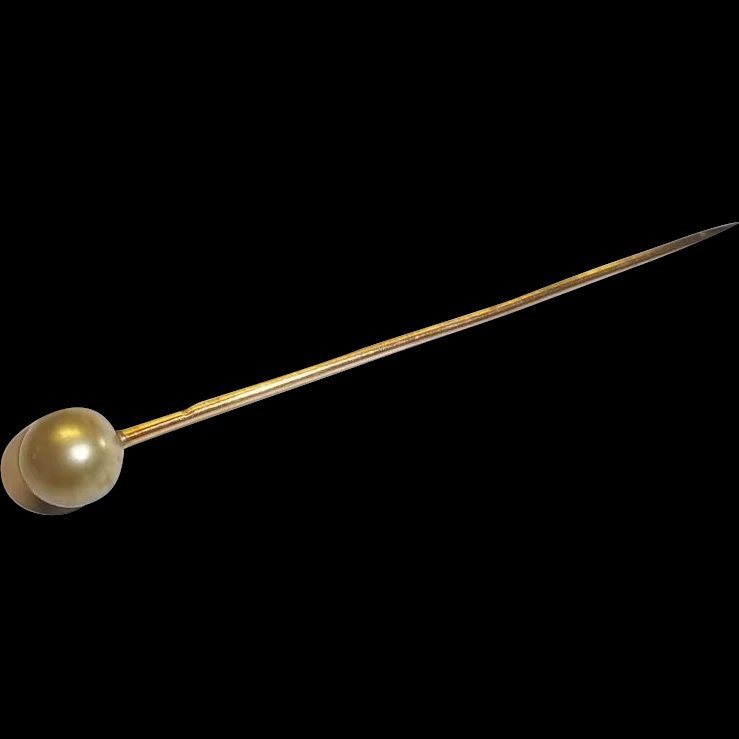 Vintage 9 Ct Yellow Gold & Pearl Pin / Bar Brooch, 1.5 g