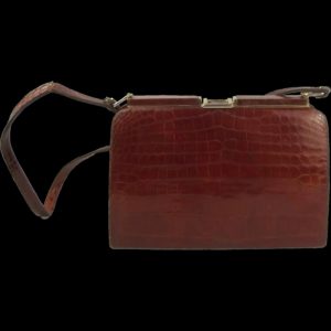 Vintage Brown Crocodile Skin Handbag