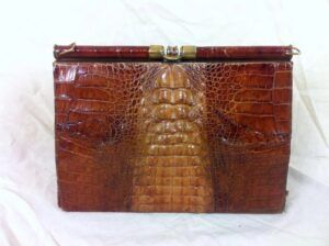 Vintage Crocodile Skin Ladies Clutch Handbag c1950