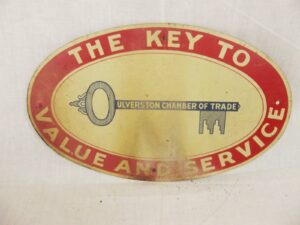 Vintage Original Ulverston Chamber Of Trade Tin Advertising Sign