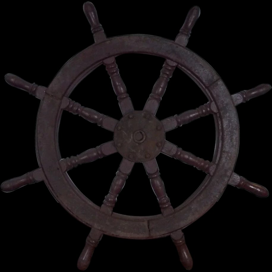 Vintage Ships Wheel From A Chinese Junk #4