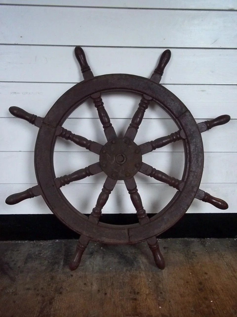 Vintage Ships Wheel From A Chinese Junk #4 - Image 2
