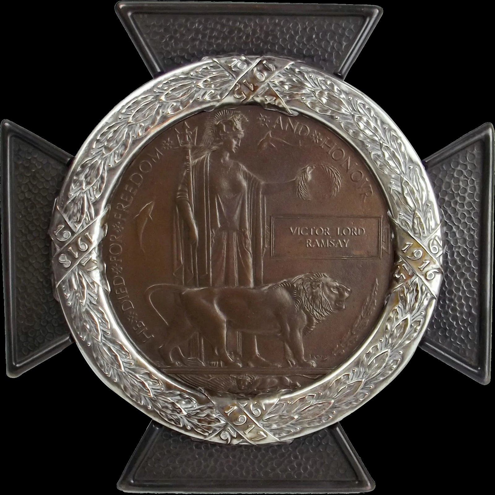 WW1 Framed Next of Kin Memorial Plaque - Pte. Victor Lord Ramsay - RASC