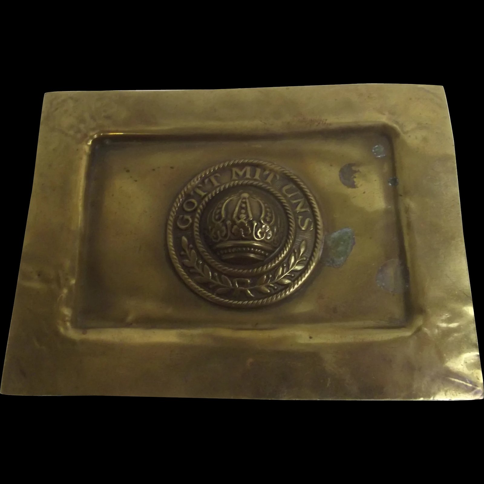 WW1 German Rectangular Trench Art Ashtray With Buckle Centre