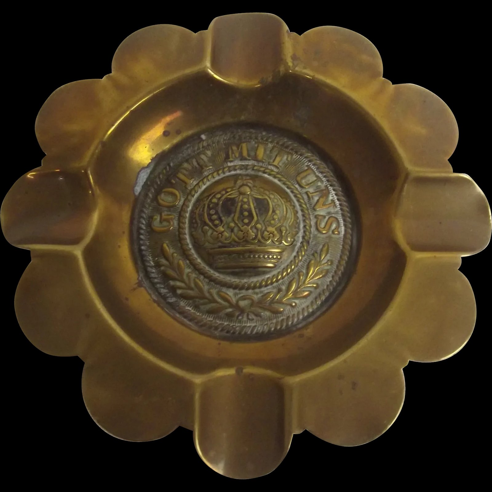 WW1 German Trench Art Ashtray With Buckle Centre