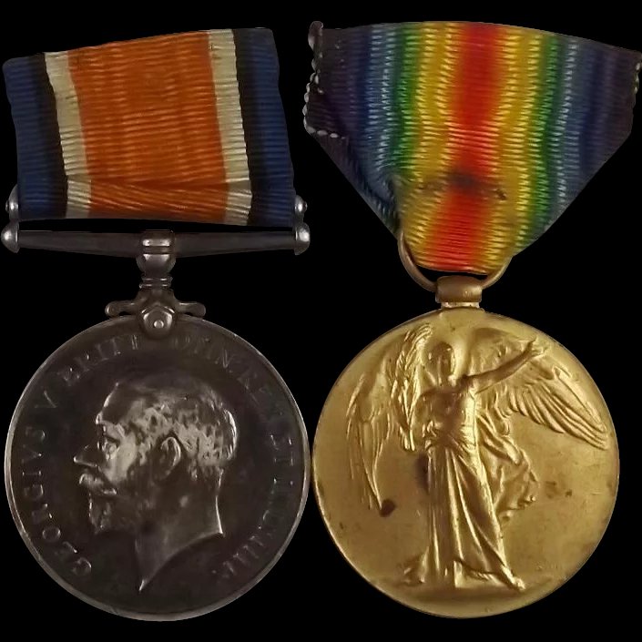 WW1 Medal Pair 204922 PTE W Bonnington Liverpool Regiment
