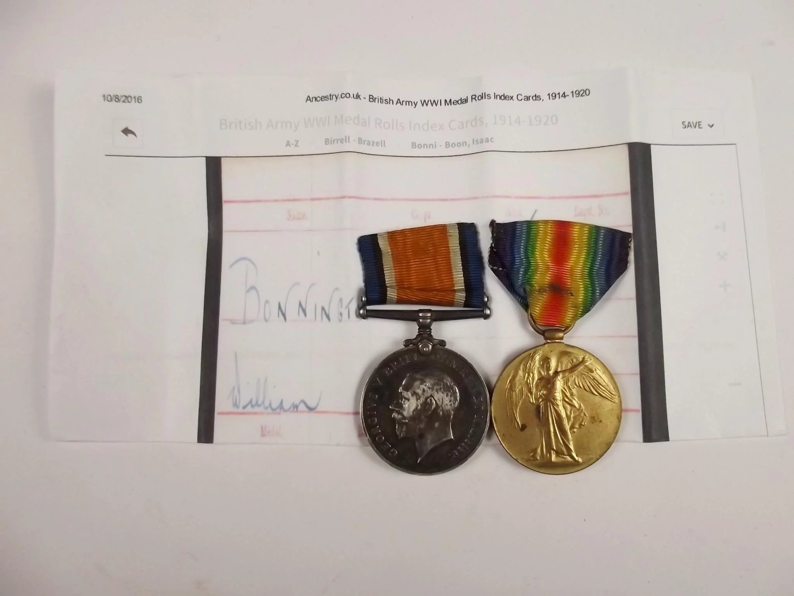 WW1 Medal Pair 204922 PTE W Bonnington Liverpool Regiment - Image 2
