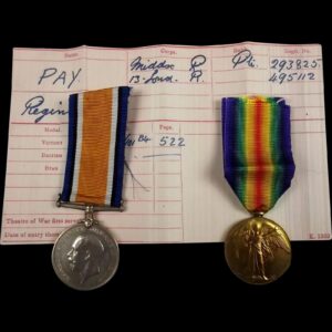 WW1 Medal Pair 293825 Pte. Reginald Pay Middlesex Regiment