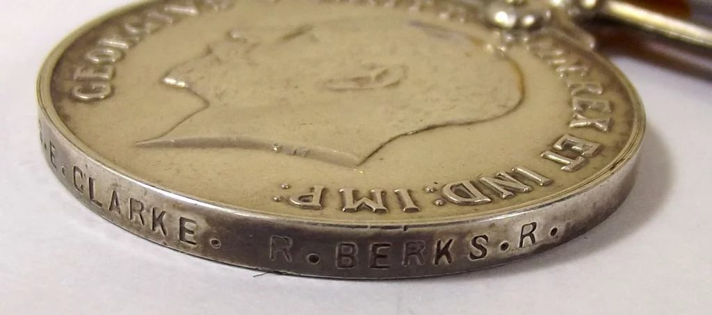 WW1 Medal Pair Pte. G.E. Clarke Royal Berkshire Regiment - Image 5
