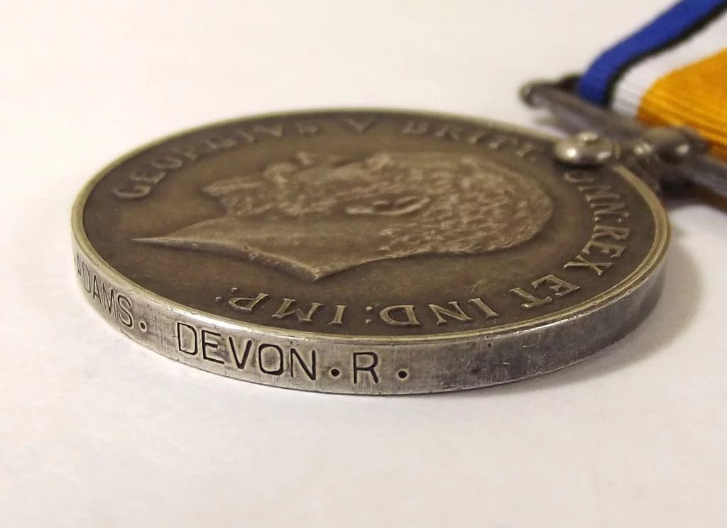 WW1 Medal Pair Pte. J. Adams Devon Regiment - Image 5