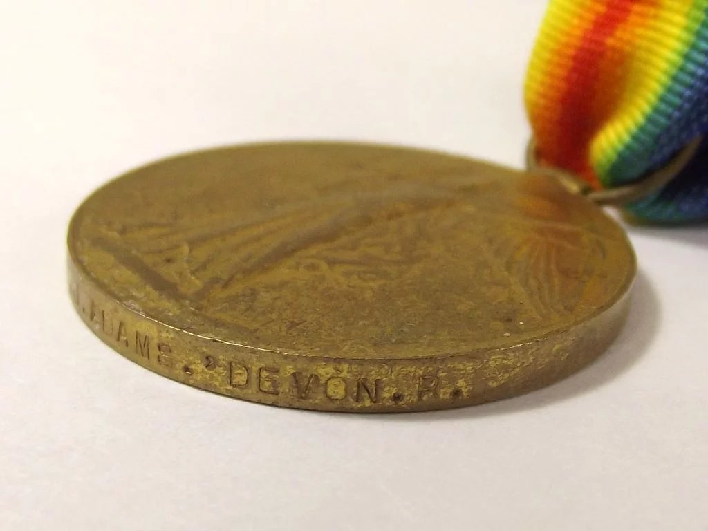 WW1 Medal Pair Pte. J. Adams Devon Regiment - Image 9