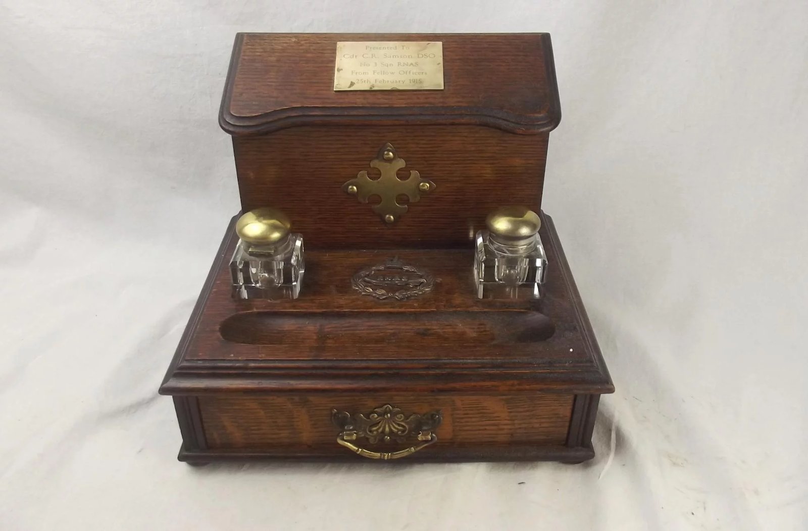 WW1 RNAS Inkstand Awarded To Charles Rumney Samson - Image 2