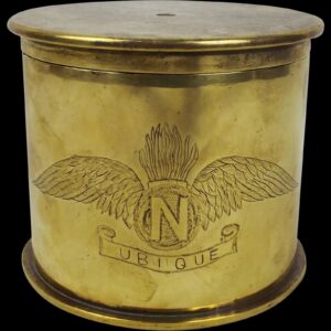 WW1 Royal Artillery - Royal Flying Corps Trench Art Brass Tobacco Jar c1915