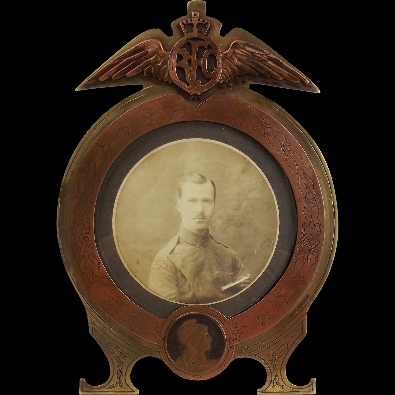 WW1 Royal Flying Corps Trench Art Picture Frame