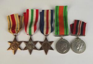 WW2 Italy Star, France and Germany Star and War Trio Medal Set