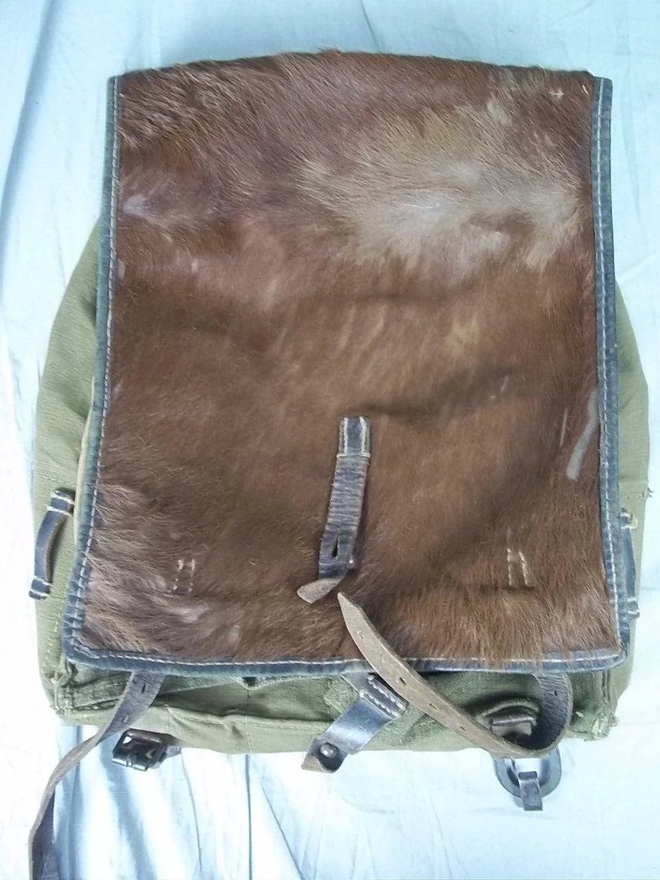 WW2 German Model 1939 Pony Fur Tournister Backpack 1943 Dated - Image 2