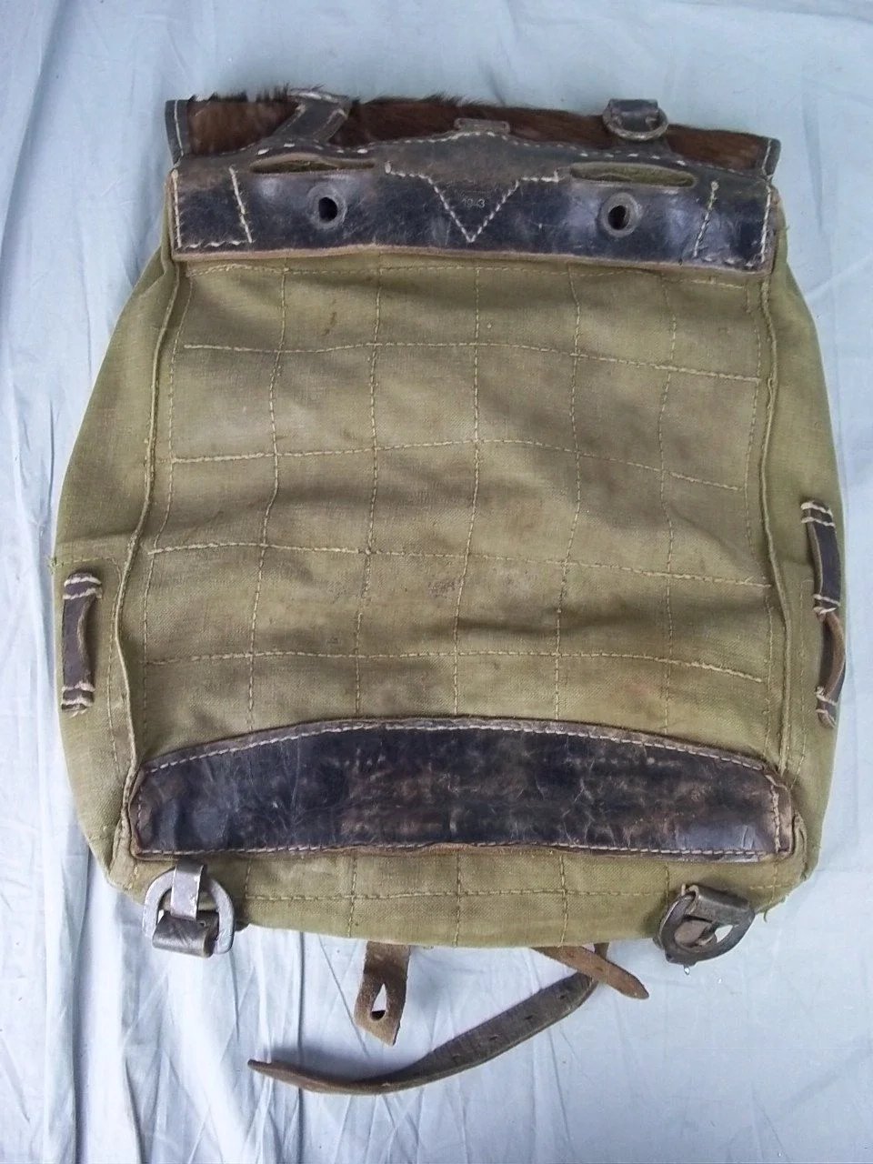 WW2 German Model 1939 Pony Fur Tournister Backpack 1943 Dated - Image 5