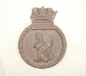 WW2 HMS Taciturn Submarine, Aluminium Ships Crest – Mess Badge - Unmounted