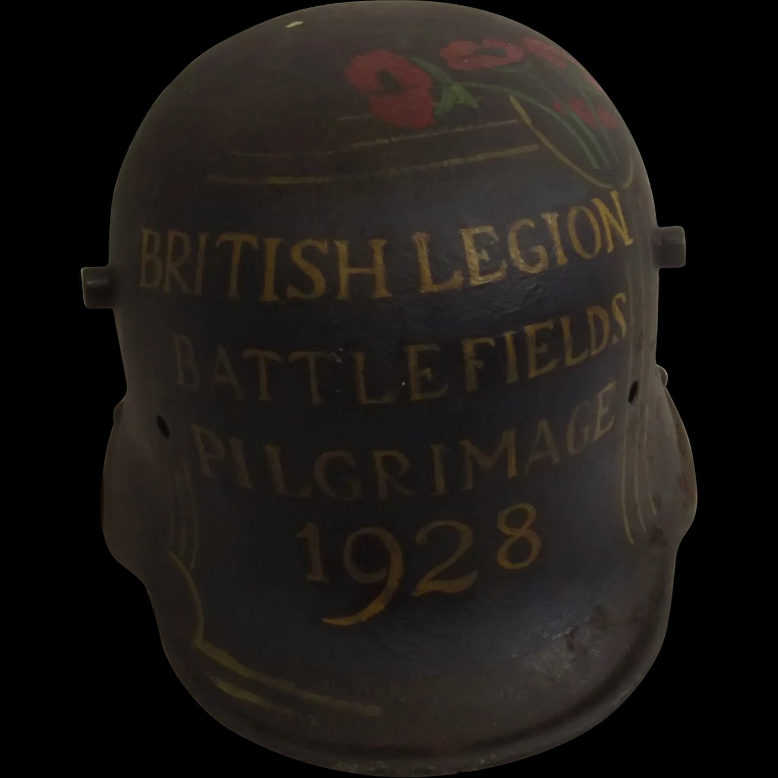 WWI Imperial German M16 Stahlhelm Helmet With Later Hand Painted Detail For the British Legion Pilgrimage 1928