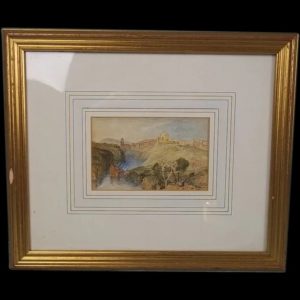 Watercolor Of An Italianate Scene c.1880, Signed