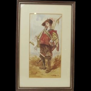 Watercolour Of A Cavalier By F. Allan Stewart (1865-1951)