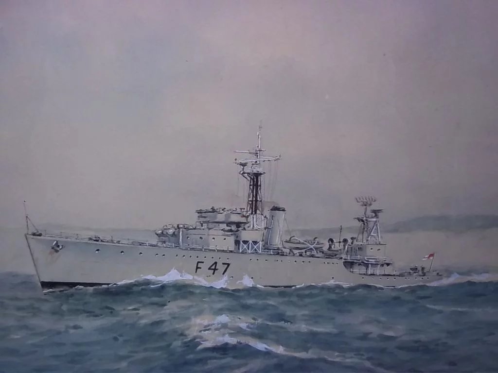 Watercolour Of HMS Fleetwood (F47) By Eric Erskine Tufnell - Grimsby Class Sloop - Image 3