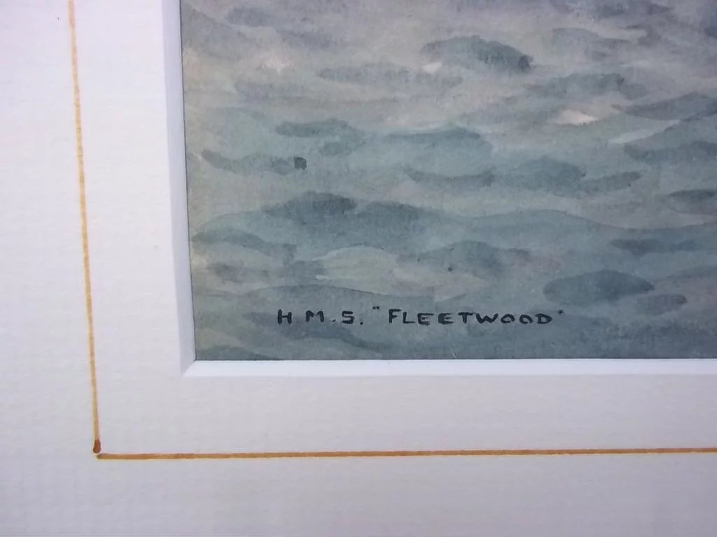 Watercolour Of HMS Fleetwood (F47) By Eric Erskine Tufnell - Grimsby Class Sloop - Image 4