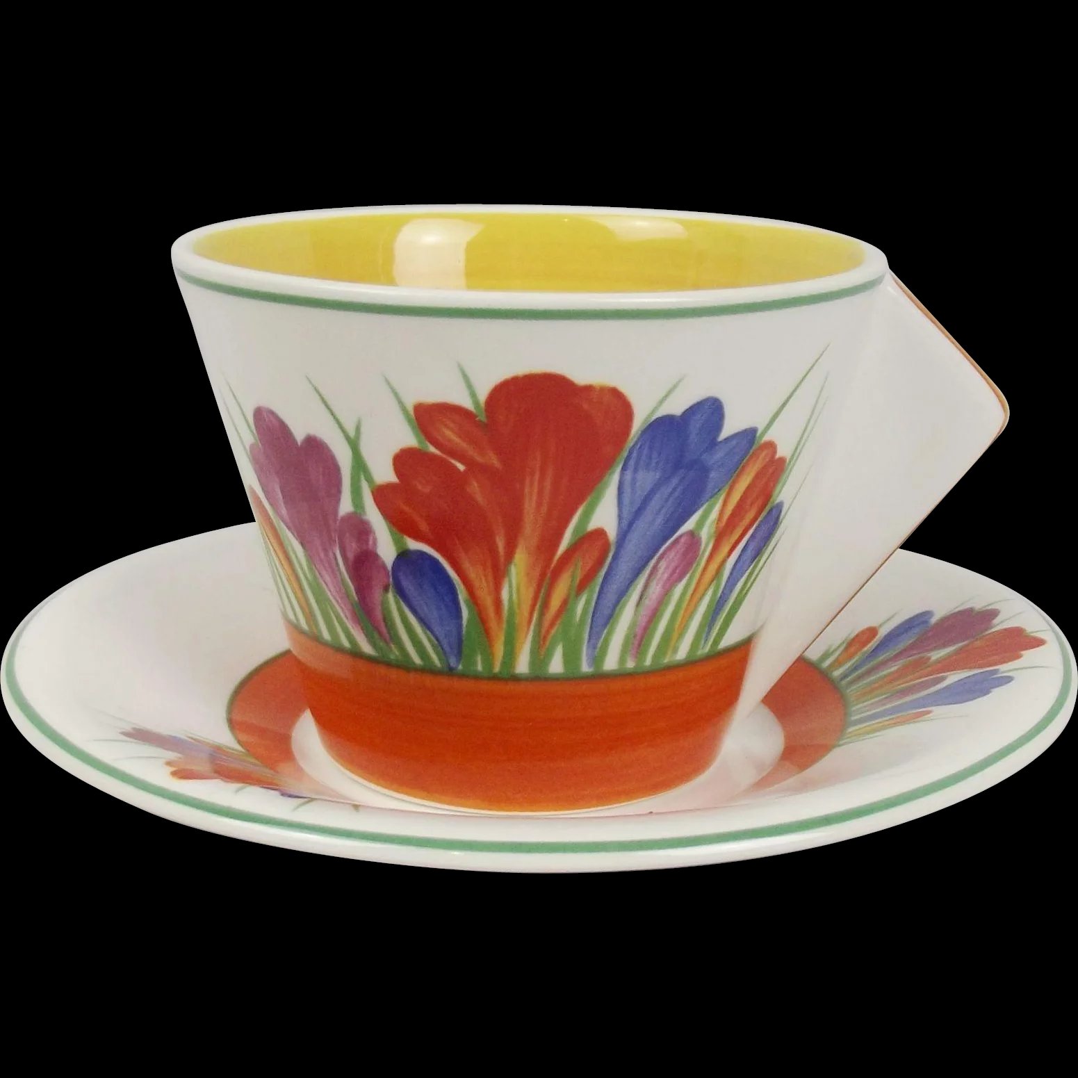 Wedgewood Clarice Cliff Ltd Ed. Tea For Two Crocus Pattern Cup & Saucer