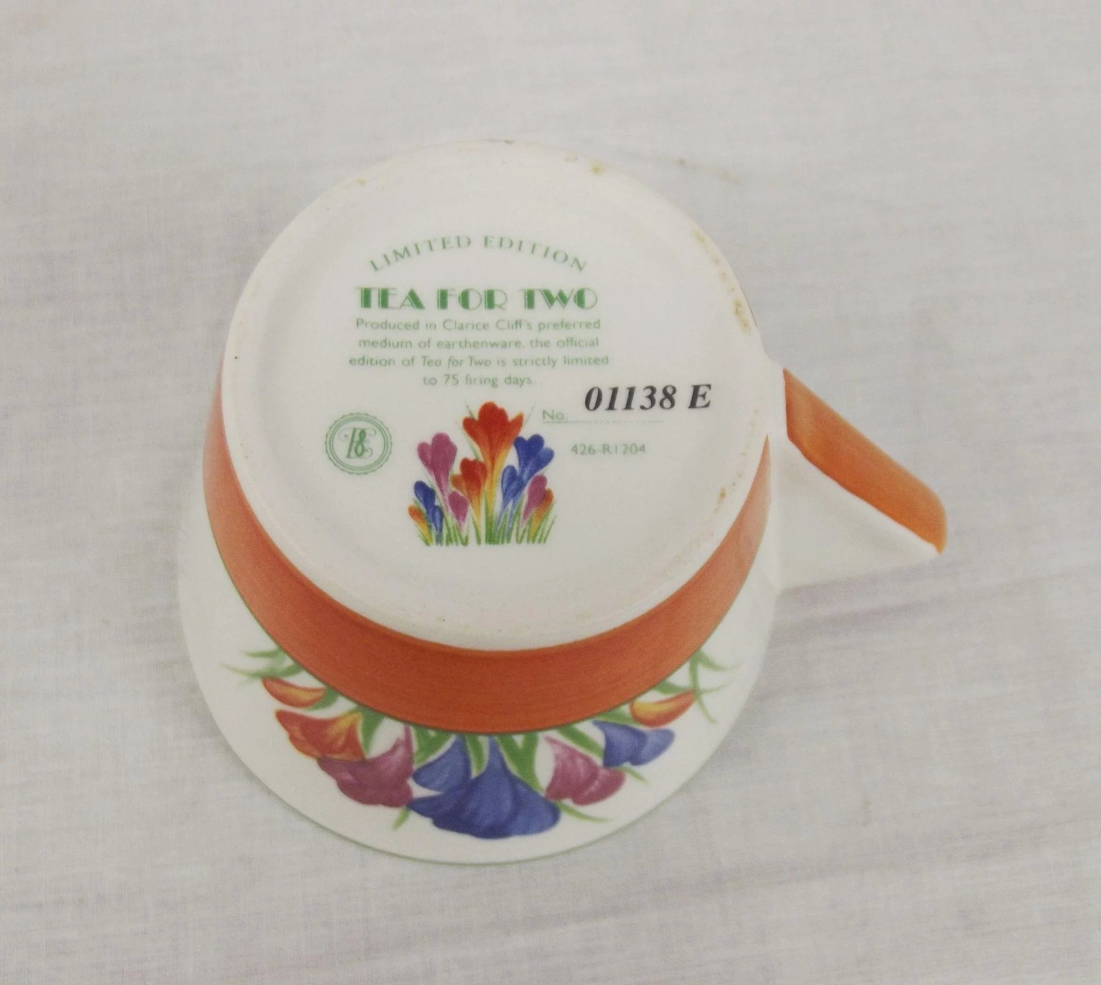 Wedgewood Clarice Cliff Ltd Ed. Tea For Two Crocus Pattern Cup & Saucer - Image 2