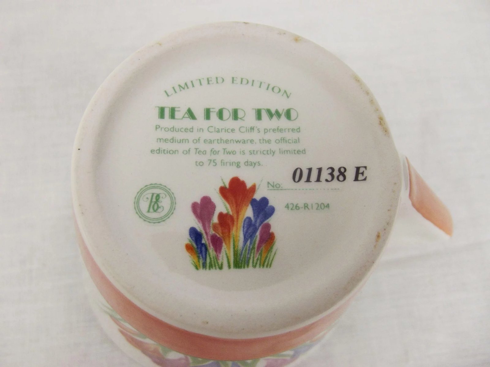 Wedgewood Clarice Cliff Ltd Ed. Tea For Two Crocus Pattern Cup & Saucer - Image 3