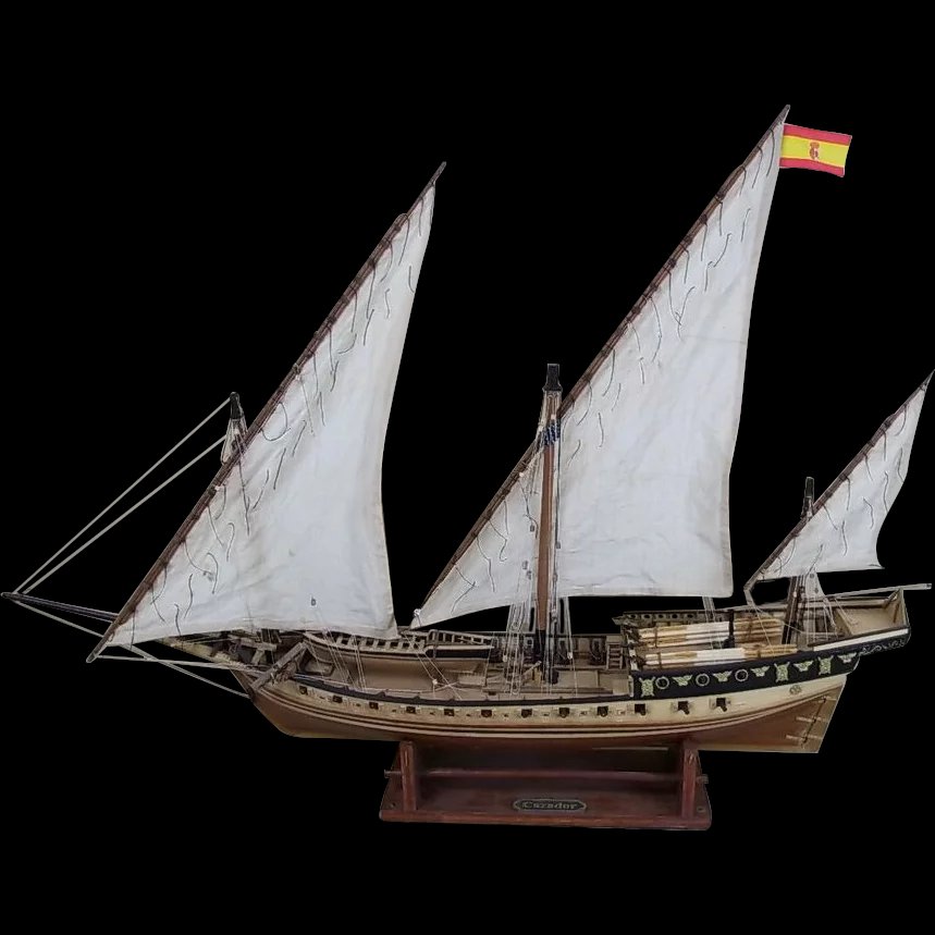 Well Finished Model of 18th Century Cazador Xebec Ship, 1:60 Scale
