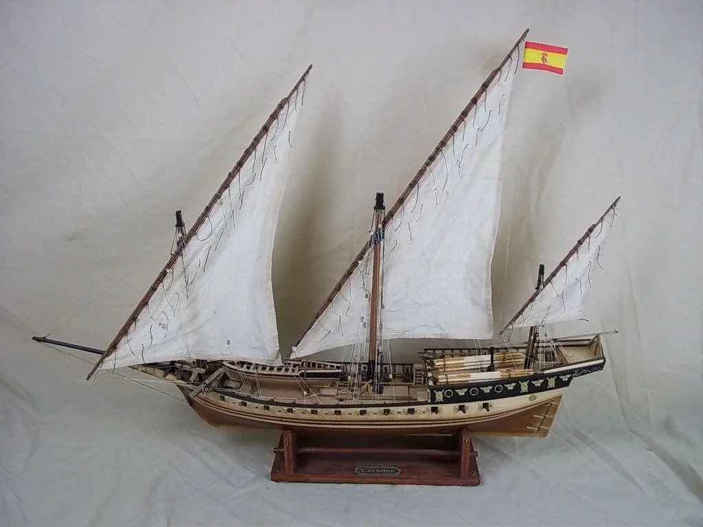 Well Finished Model of 18th Century Cazador Xebec Ship, 1:60 Scale - Image 2