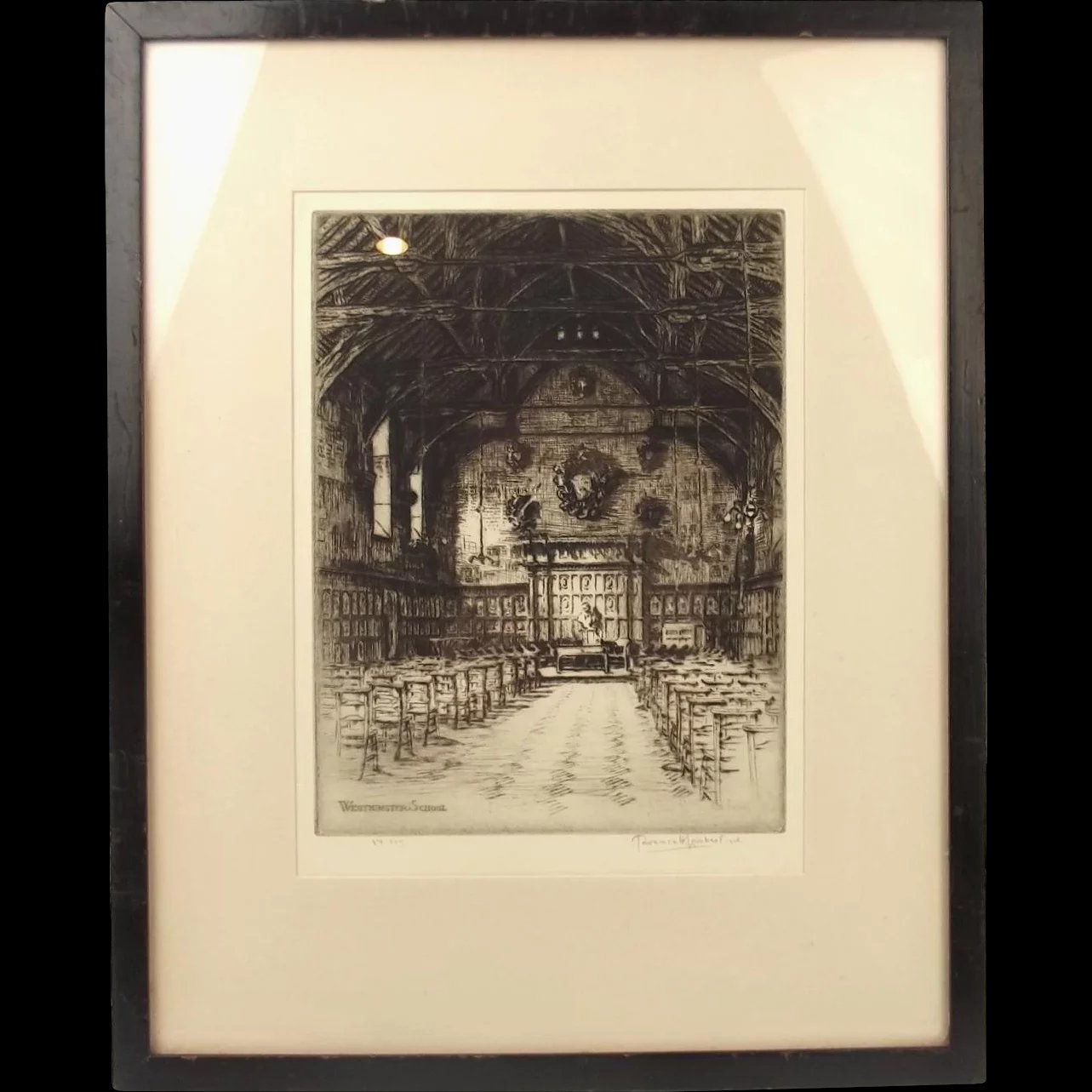 Westminster School Etching, 1926 By Terence H. Lambert (Signed)
